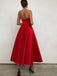 Simple Spaghetti Straps Satin A-line Prom Dresses  Evening Gowns PD537