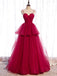 Elegant Spaghetti Straps A-line Prom Dresses Tiered Tulle PD542