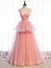 Elegant Spaghetti Straps A-line Prom Dresses Tiered Tulle PD542