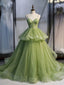 Princess Spaghetti Straps Ball Gown Prom Dresses Tiered Tulle PD549