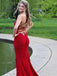 Sexy Rhinestone Stretch Satin Spaghetti Straps Mermaid Prom Dresses PD551