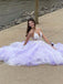 Charming V-neck Spaghetti Straps Tulle Prom Dresses A-line Appliques Gowns PD552