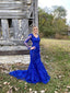 Marvelous Appliqued Sequins Tulle Long Sleeves Prom Dresses Mermaid Gowns PD569