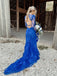 Marvelous Appliqued Sequins Tulle Long Sleeves Prom Dresses Mermaid Gowns PD569