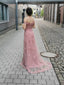 Eye-catching Satin & Lace Off-the-shoulder A-line Prom Dresses PD580