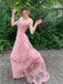 Eye-catching Satin & Lace Off-the-shoulder A-line Prom Dresses PD580