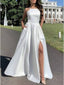 Simple A-line Spaghetti Strap Floor-Length Satin Prom Dresses PD583