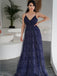 Sparkling A-line Prom Dresses With Sequins Spaghetti Straps Evening Gowns PD586