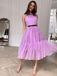 Incredible Tulle Halter Neckline Tea-length A-line Prom Dresses PD592