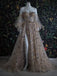 Amazing Detachable Sleeves Sweetheart Neckline Sequin Lace A-line Prom Dresses PD595