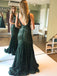 Charming Sequin Lace V-neck Sweep Train Sheath Prom Dresses PD600