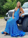 Charming Sequin Lace V-neck Sweep Train Sheath Prom Dresses PD600