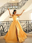 Unique A-line Floor-length Prom Dresses Satin Evening Gowns PD604