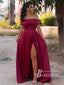 Sexy Satin Off-the-shoulder Neckline A-line Prom Dresses PD609