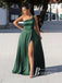 Chic Satin One Shoulder Floor Length A-line Prom Dresses PD610