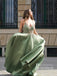 Eye-catching Satin V-neck Bead Prom Dresses Spaghetti Straps A-line Formal Gowns PD618