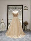 Sparking Bead Lace Off-the-shoulder Neckline A-line Prom Dresses PD622