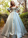 Exquisite Satin Off-the-shoulder Neckline A-line Prom Dresses With Appliques PD626