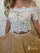Stunning Tulle 2 Piece Off-the-shoulder Neckline A-line Prom Dresses With Beadings PD627