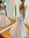 Amazing Mermaid V-neck Floor-Length Tulle Appliqued Prom Dresses PD634
