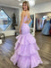 Glamorous Organza Spaghetti Strap Mermaid Prom Dresses With Beaded Appliques PD639