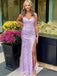 Shining Lace Spaghetti Straps Neckline Sheath Appliques Prom Dresses PD644