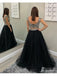Beautiful Tulle V-neck 2 Pieces Ball Gown Prom Dresses With Appliqued PD647