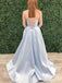 Charming Off-The-Shoulder Neckline Pearls A-line Prom Dresses Satin Evening Gowns PD651