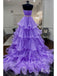 Charming Rhinestone Belt Tiered Organza Strapless Neckline A-line Prom Dresses PD652