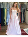 Charming Spaghetti Straps A-line Prom Dresses Satin Appliqued Gowns PD659