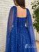 Dreamy Shiny Star Lace Sweetheart Long Sleeves Sweep Train Prom Dresses PD664
