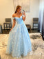 Exquisite Satin Sequins Lace Off-the-shoulder Neckline A-line Prom Dresses PD666