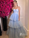 Elegant Tiered Tulle Sweetheart Neckline  A-line Long Prom Dresses PD668