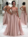 Popular Tulle & Satin Appliques Prom Dresses A-line Beaded Evening Gowns PD687