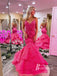 Glamorous Lace Appliques Spaghetti Strap Mermaid Prom Dresses PD689