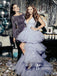 Charming V-neckline High-low Tiered Tulle Beaded A-line Prom Dress PD690