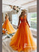 Exquisite A-line Appliques Floor-length Tulle Prom Dresses With Beaded PD691