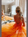 Exquisite A-line Appliques Floor-length Tulle Prom Dresses With Beaded PD691