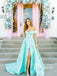 Simple Satin A-line Prom Dresses Off-the-shoulder Sexy Gowns With Slit PD693