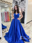 Simple Spaghetti Straps Satin Prom Dresses A-line Prom Gowns With Bowknot PD701