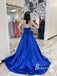 Simple Spaghetti Straps Satin Prom Dresses A-line Prom Gowns With Bowknot PD701