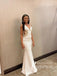 Fabulous Applique V-neck Mermaid Sweep Train Prom Dress Satin Evening Dress PD704