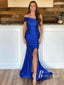 Attractive Satin One Shoulder Mermaid Prom Dresses With Slit PD705