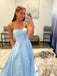 Charming Strapless 3D Appliques A-line Prom Dresses Satin Evening Gowns PD706