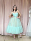 Simple Sweetheart A-line Prom Dresses Tulle Tea-length Evening Gowns PD707