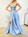 Stunning Tiered Tulle & Lace Sweetheart Neckline A-line Long Prom Dresses With Slit PD717