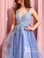 Attractive Organza Appliques A-line Prom Dresses Spaghetti Straps Evening Dresses PD718