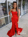 Gorgeous Spaghetti Straps Sheath Backless Prom Dresses Satin Sweep Train Gowns PD719