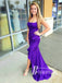 Gorgeous Spaghetti Straps Sheath Backless Prom Dresses Satin Sweep Train Gowns PD719