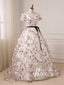 Stunning V-neckline Flowers Lace Prom Dresses Ball Gown A-line Gowns PD725